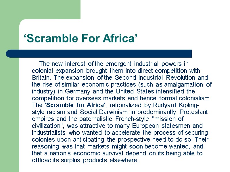 ‘Scramble For Africa’          The new